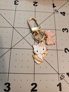 Hello Kitty Pink & White Enamel Keychain Charm